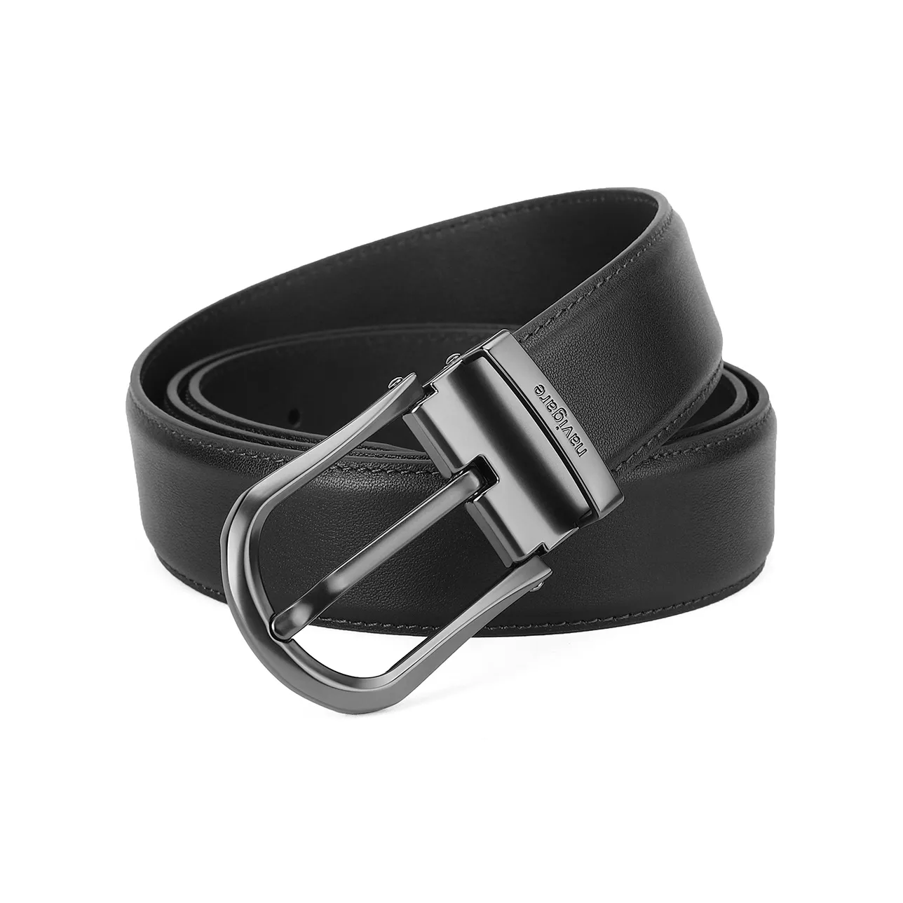 NAVIGARE Top Grain Cow Leather Leather Belts Men's Black Brown Width 3.4cm