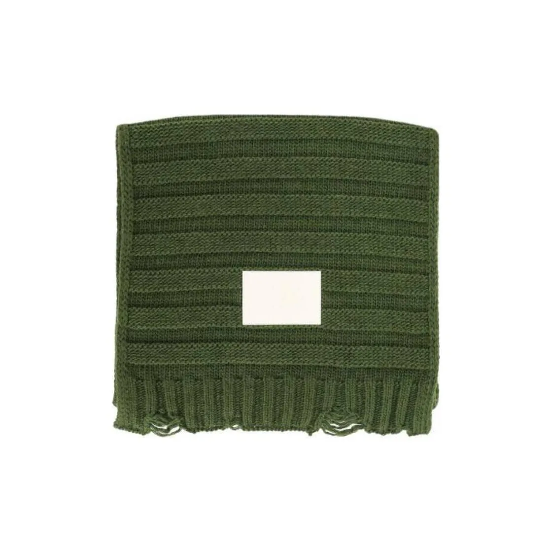 MM6 Maison Margiela Logo Patch Distressed Knitted Scarf