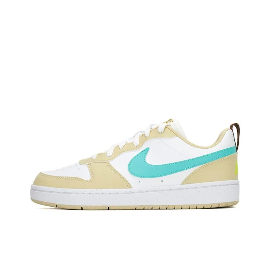 Nike Court Borough COURT BORO Anti Slip Wear Resistant Low Top Kids' Skateboarding Shoes Yellow White