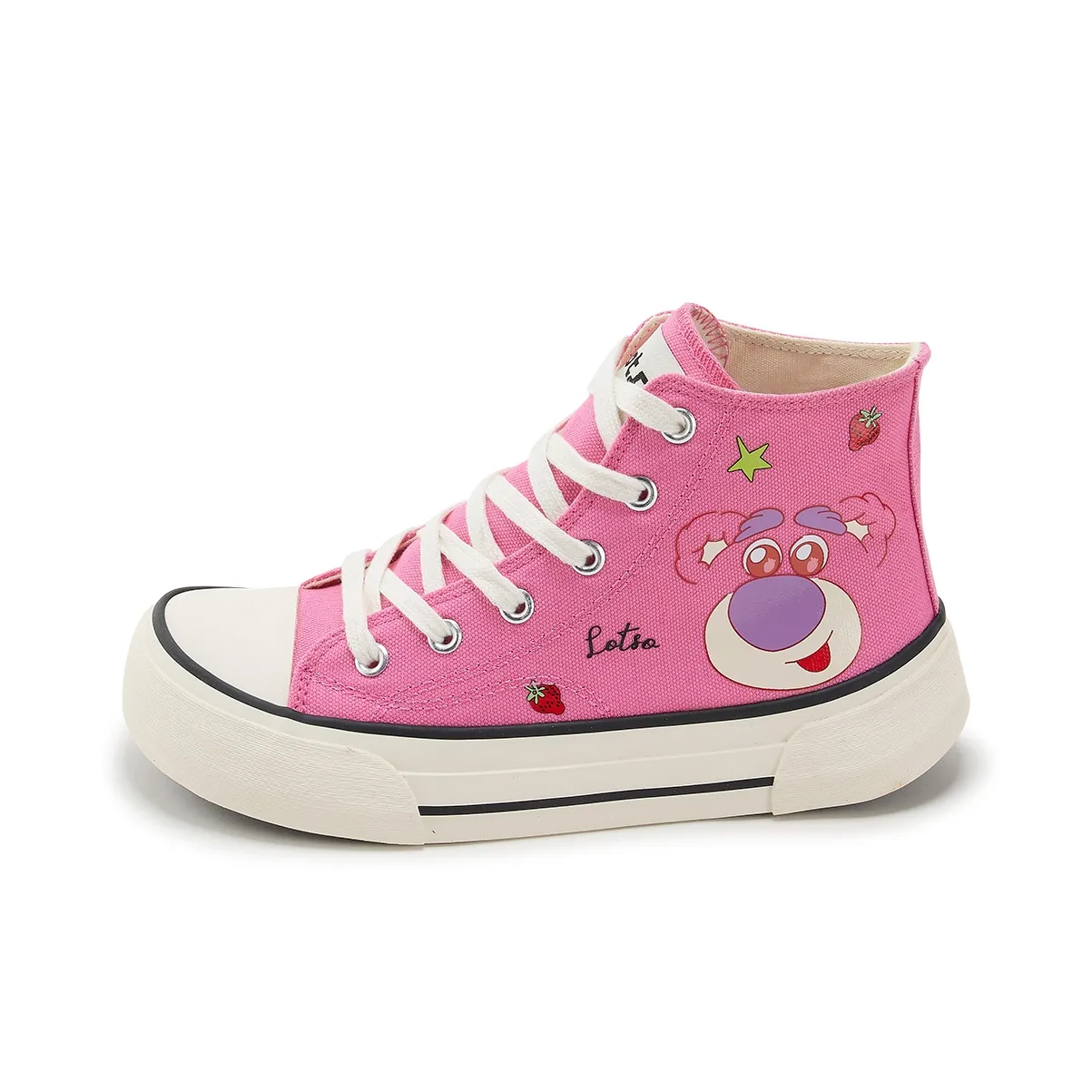 Disney Strawberry Bear Series Slip-resistant Anti KICK Abrasion-resistant Support High Top Kids Shoes