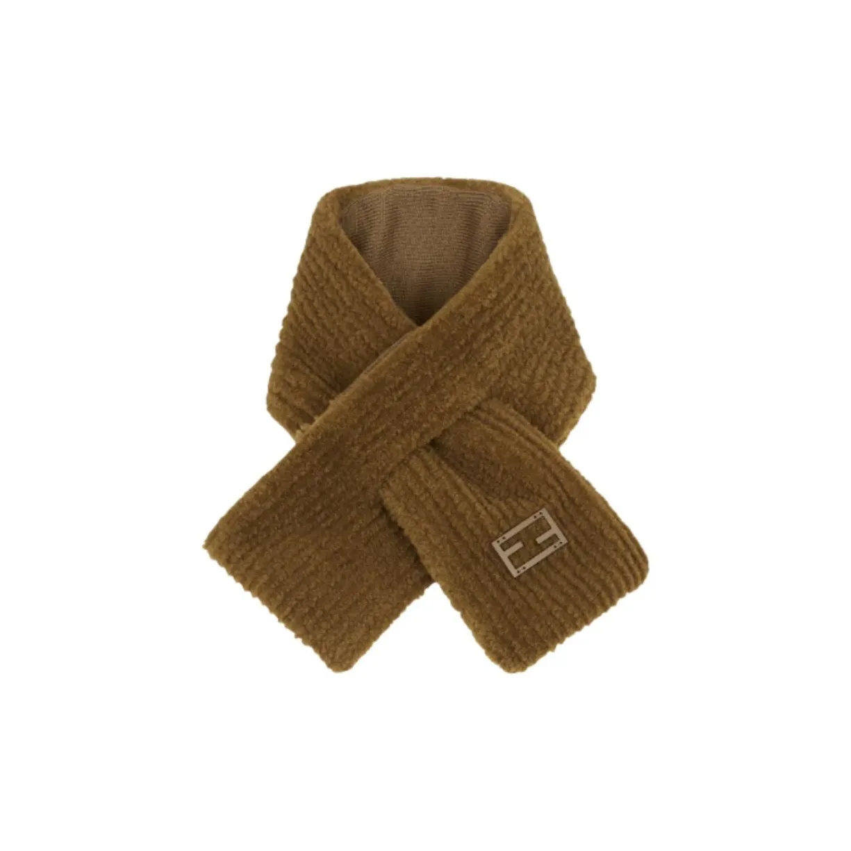 FENDI Wool Knit Scarves Unisex Olive Green