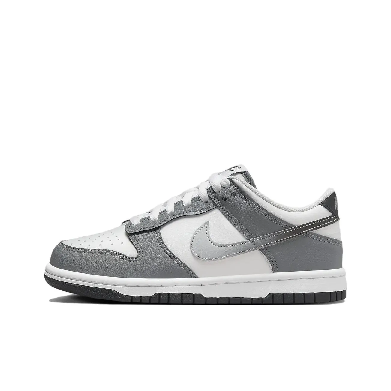 Nike Dunk Low Топ Детские Скейтбординги Бело-серый Подростки