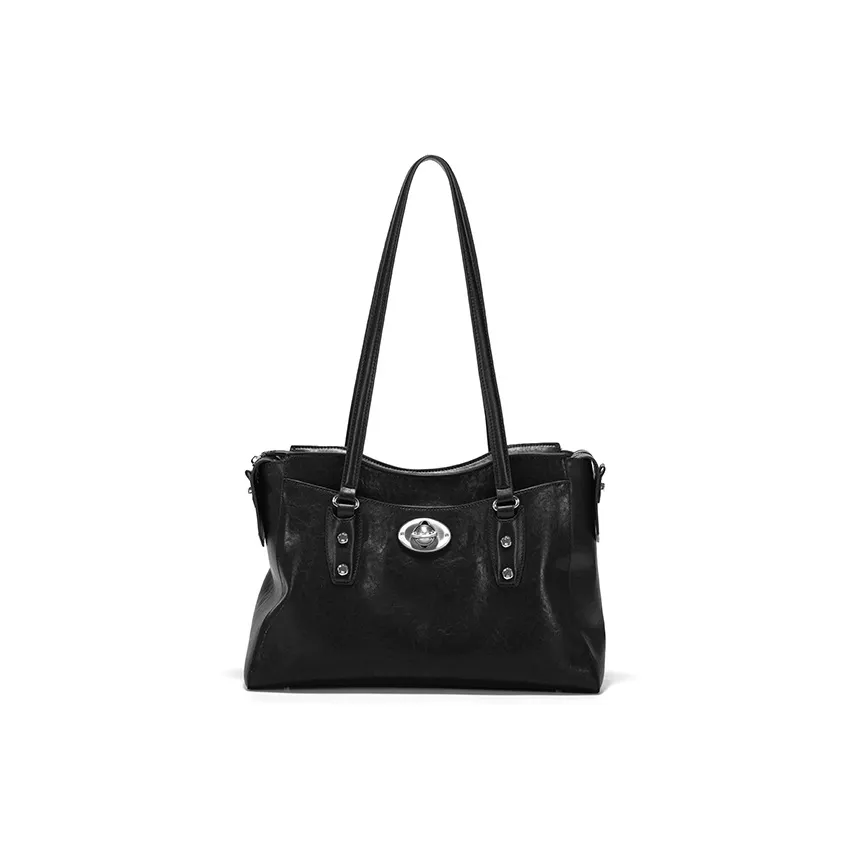 JELLYTOYBOY Sheepskin With Artificial Leather Infinity Briefcase Tote Crossbody Bag, Shoulder Bag Unisex Black