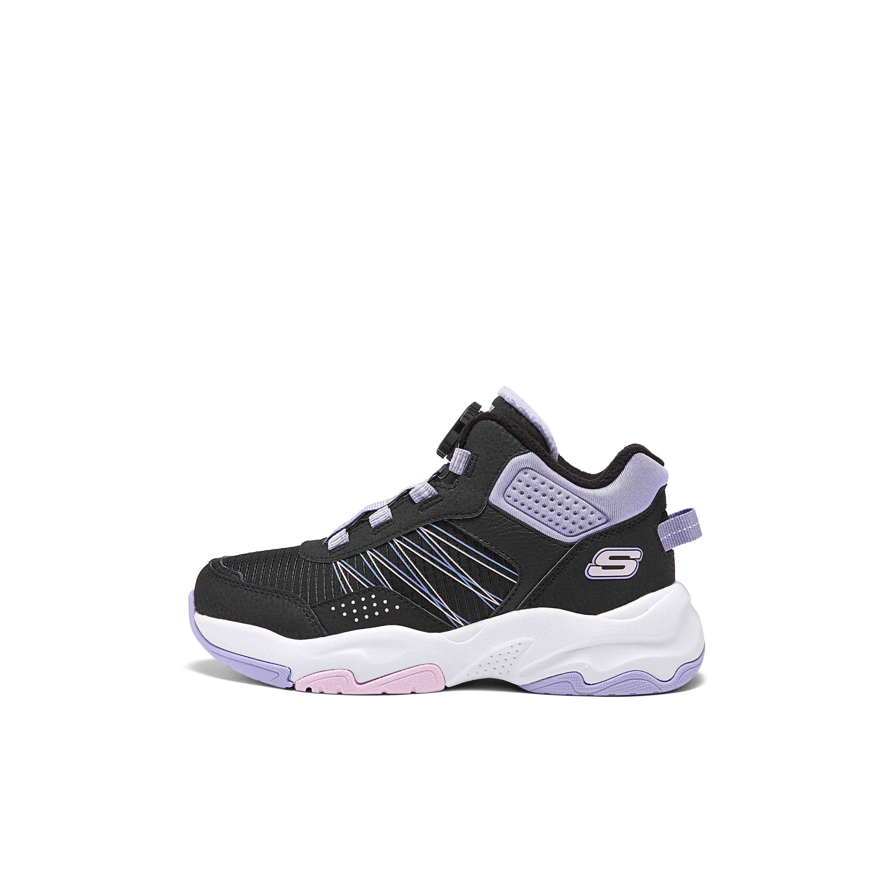 Skechers Kids Slip-resistant Abrasion-resistant Thermal Knee High Infant Boots Black Lavender Infant Скачи Kids противоскользящие устойчивые к истиранию термические ботинки для малышей с высоким коленом черные лавандовые для малышей