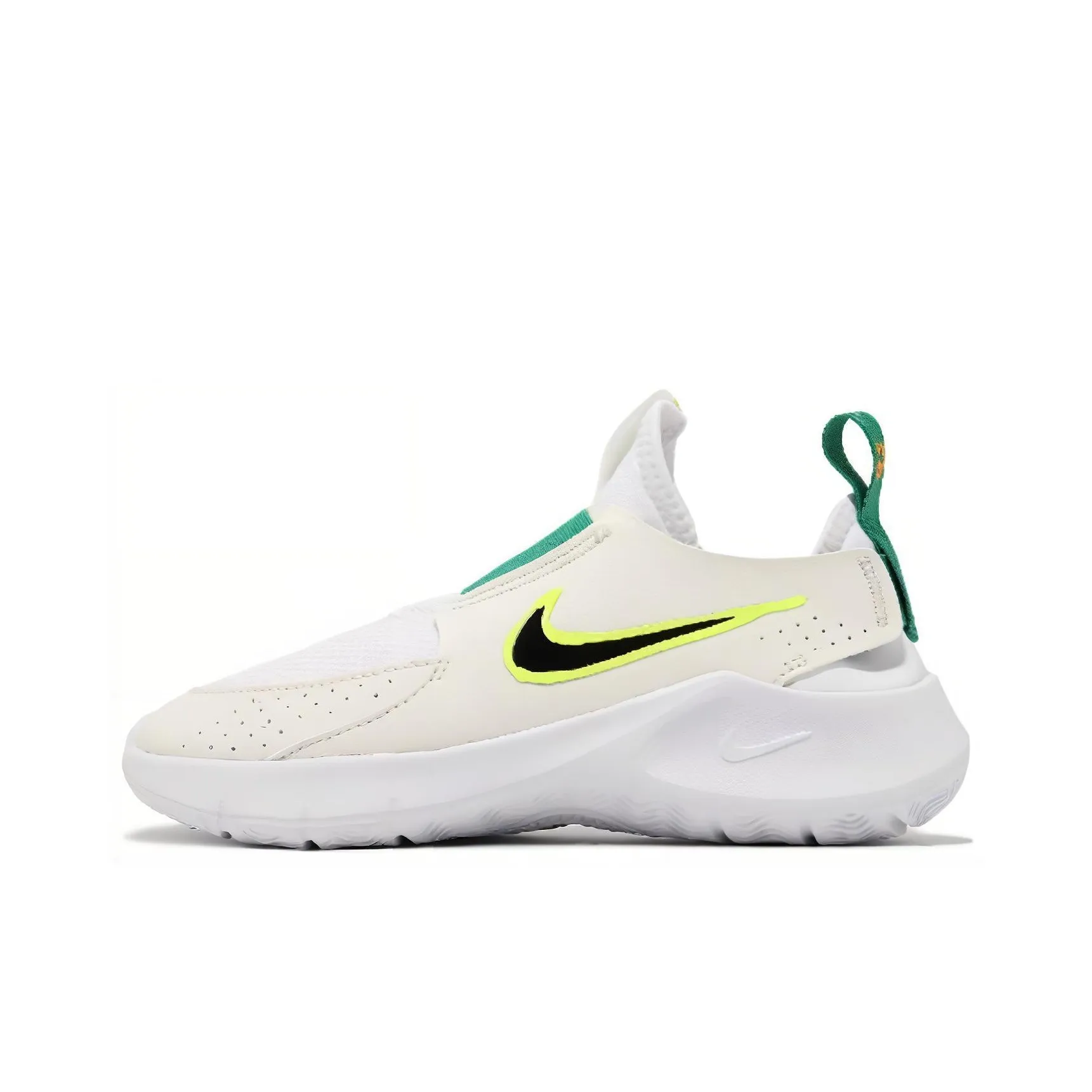 Nike Flex Runner 3 Slip-Resistant Abrasion-Resistant Low Top Детская Беговая Обувь Белый Зеленый