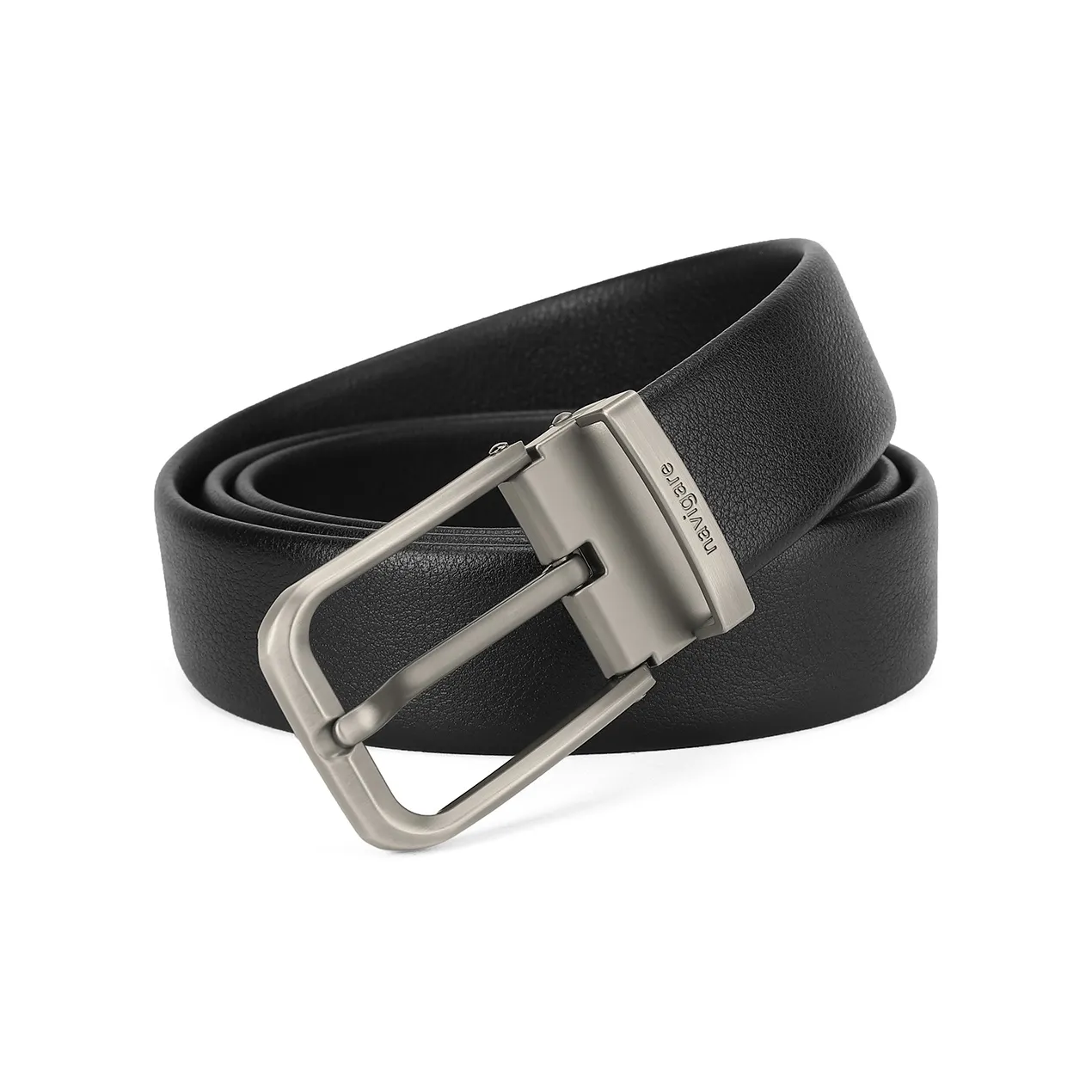 NAVIGARE Top Grain Leather Leather Belts Men's Black Width 3.4cm