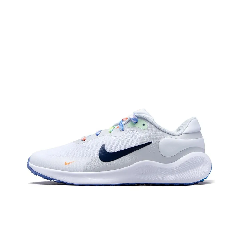 Nike REVOLUTION 7 GS Устойчивый к истиранию Дышащий Низкий Топ Детская Беговая Обувь Синие Белые
