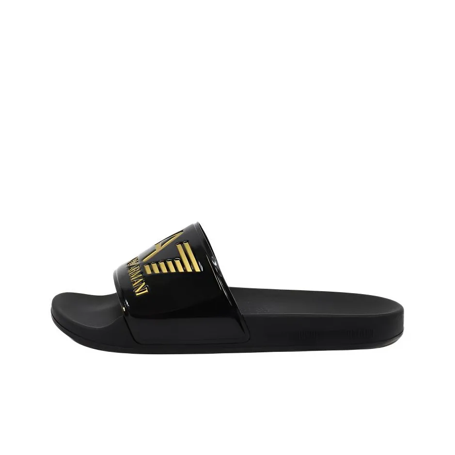 EMPORIO ARMANI EA7 Rubber Sole Odor Resistant Slide Slippers Unisex Black