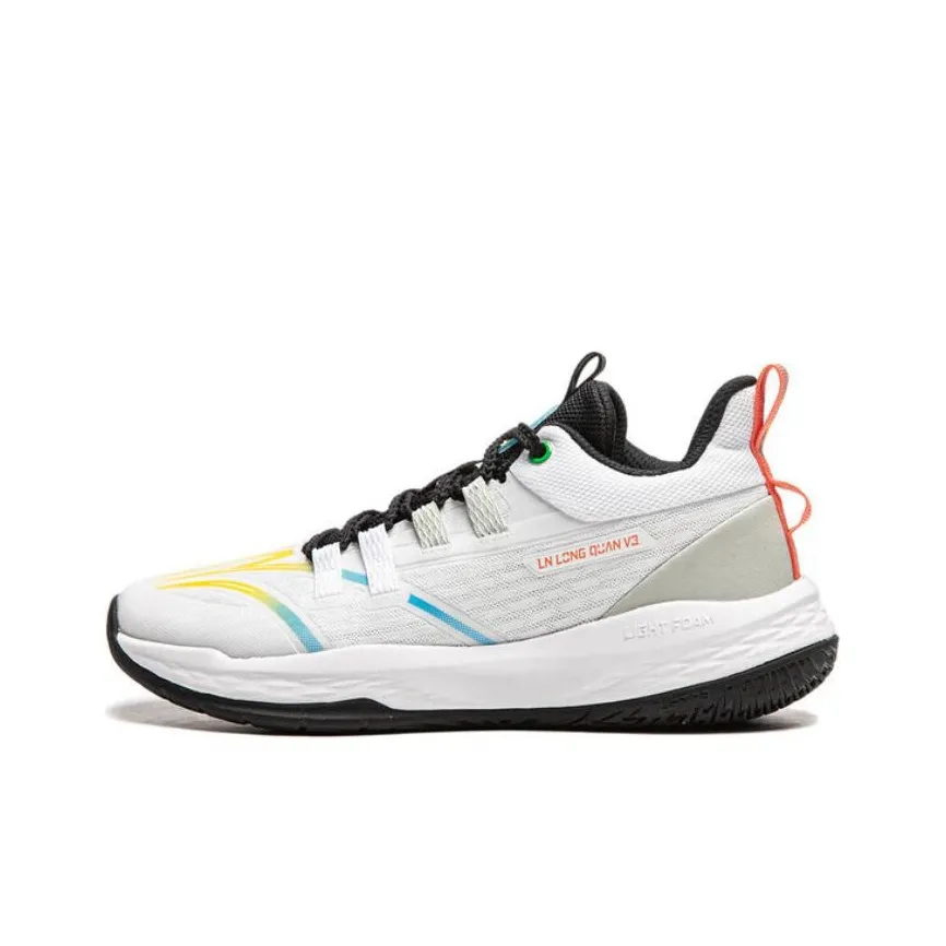 LINING YOUNG Dragon Fist V3 Устойчивый к истиранию Отскок Легкий Амортизация Низкий Топ Детские Баскетбольные Кроссовки Белый