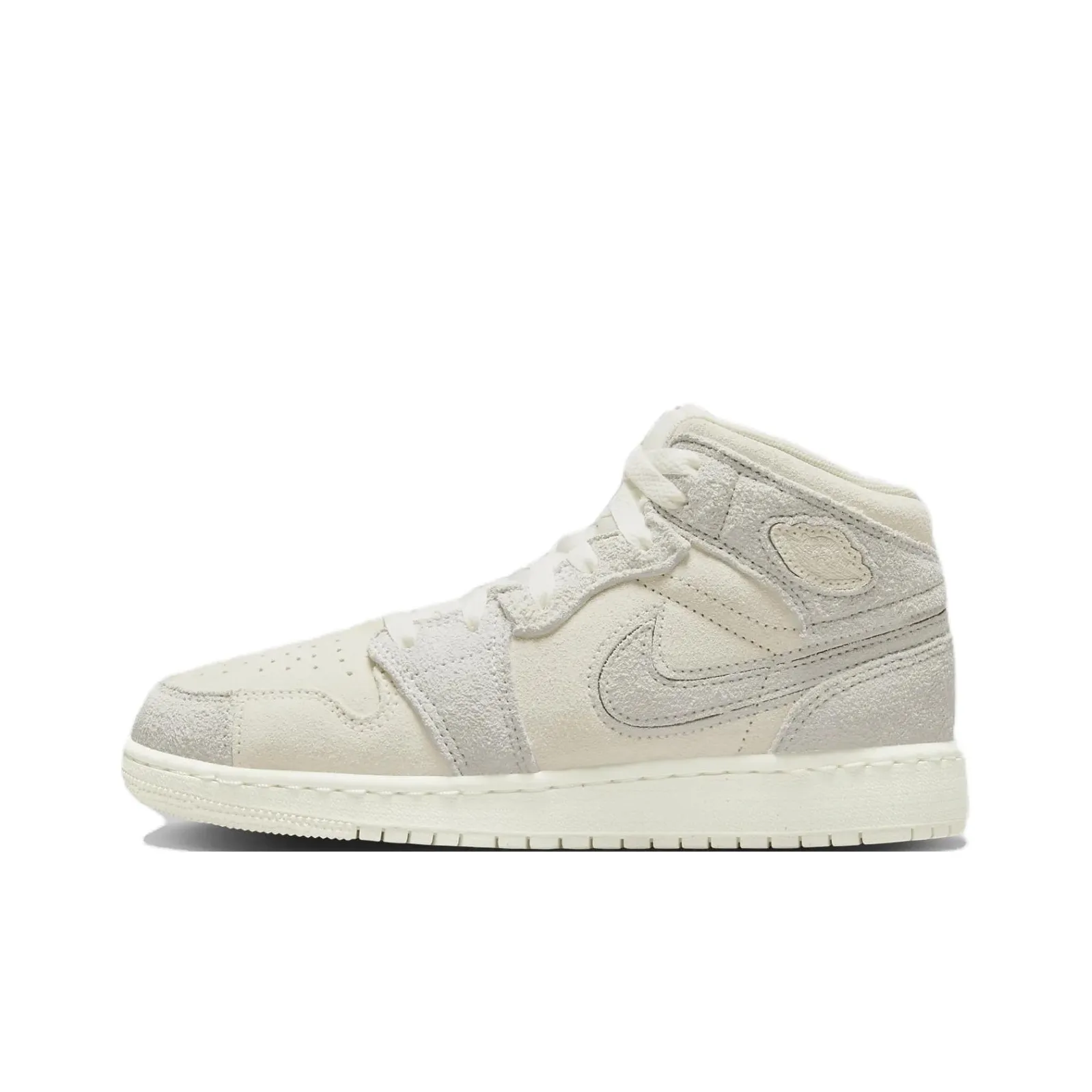 Jordan Air Jordan 1 Anti Slip Wear Resistant Mid Top Kids Lifestyle Shoes Ivory White Grade School