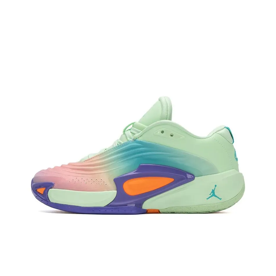 Джордан Luka 3 Амортизация Износостойкий Низкий Топ Детские Баскетбольные Кроссовки Зеленый Фиолетовый