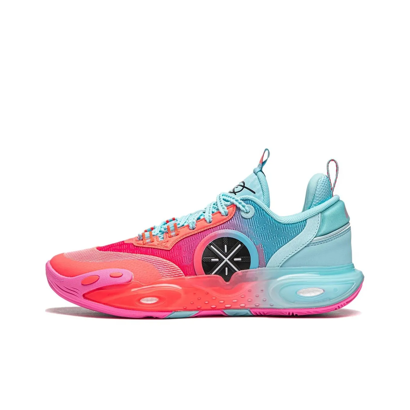 LINING YOUNG All City 12 Детские баскетбольные кроссовки Низкий топ Флуоресцентный Бегония Красный/Холодный Синий Унисекс