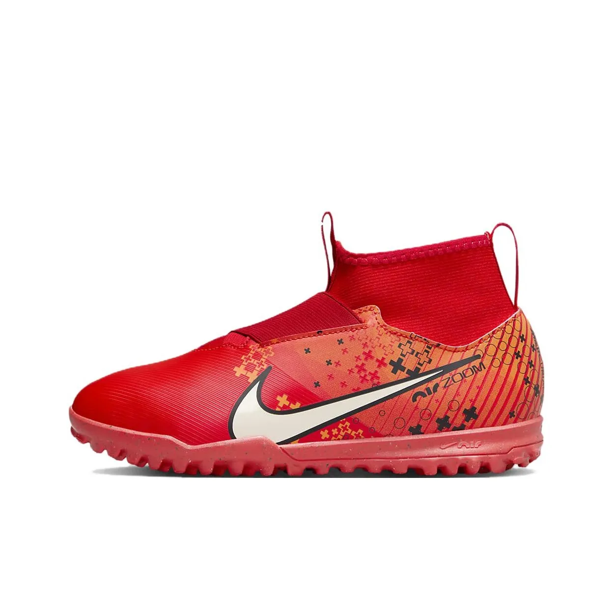 Nike Zoom Mercurial Superfly 9 Амортизация Износостойкий MID Топ Детские футбольные бутсы Красный