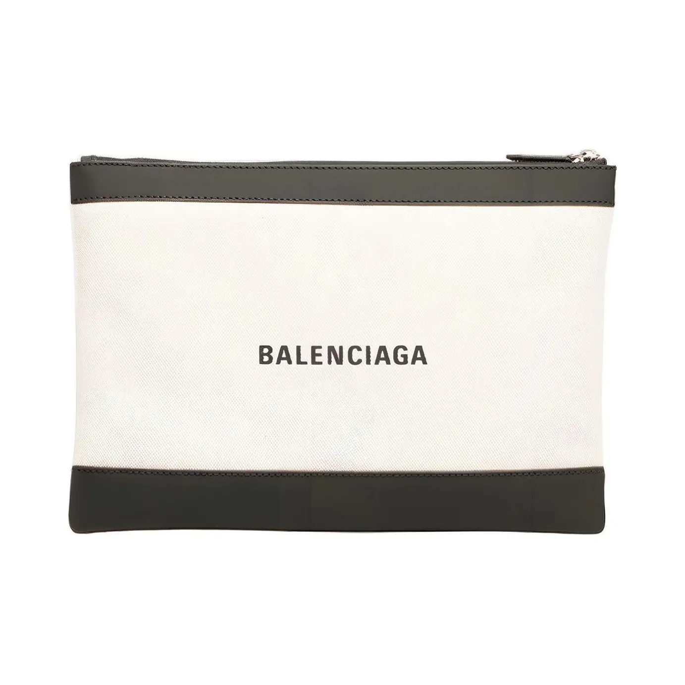Balenciaga Navy Cow Leather Clutch Medium Size Men's Black White