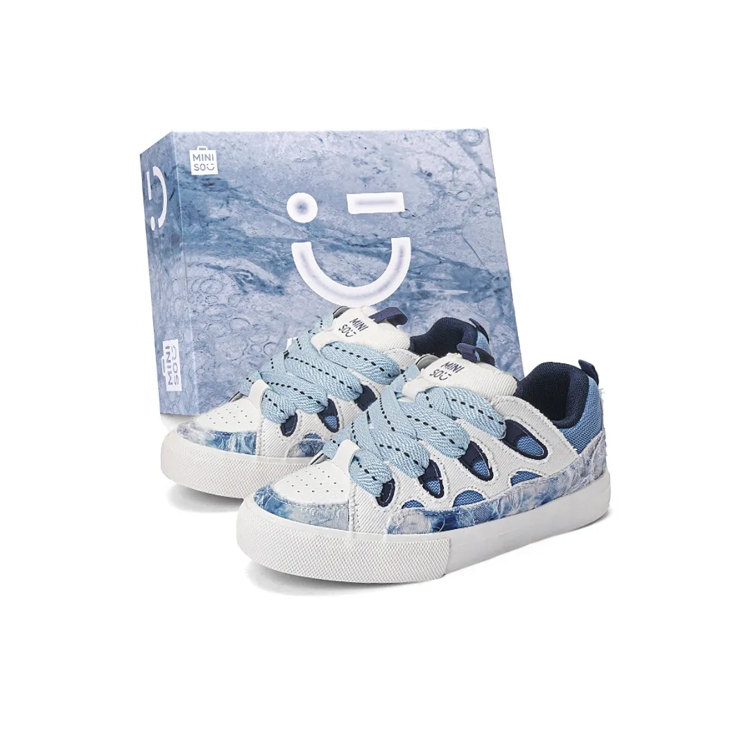MINISO Low Top Skateboard Shoes Unisex Blue And White Porcelain