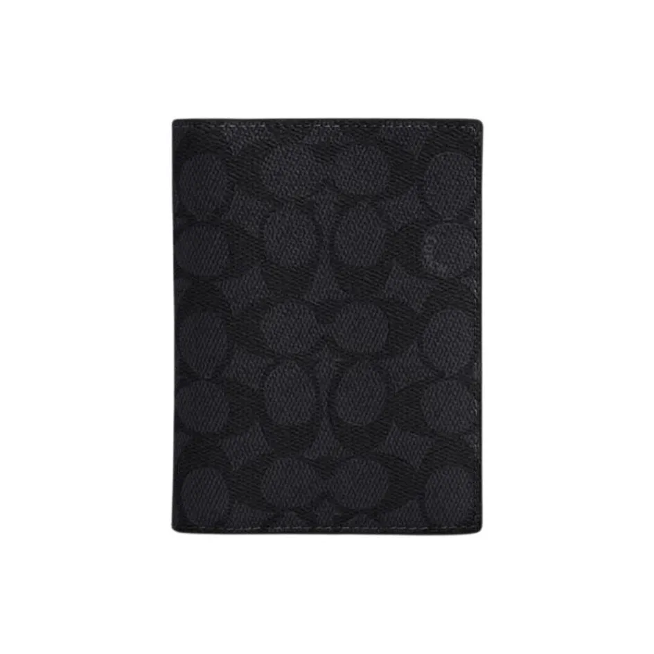 COACH Чехол для паспорта с покрытием Холст Картхолдер Мини Унисекс Черный