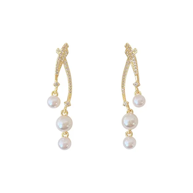 NATURALLYJOJO Циркон Искусственная жемчужина Серьги Женские Золото