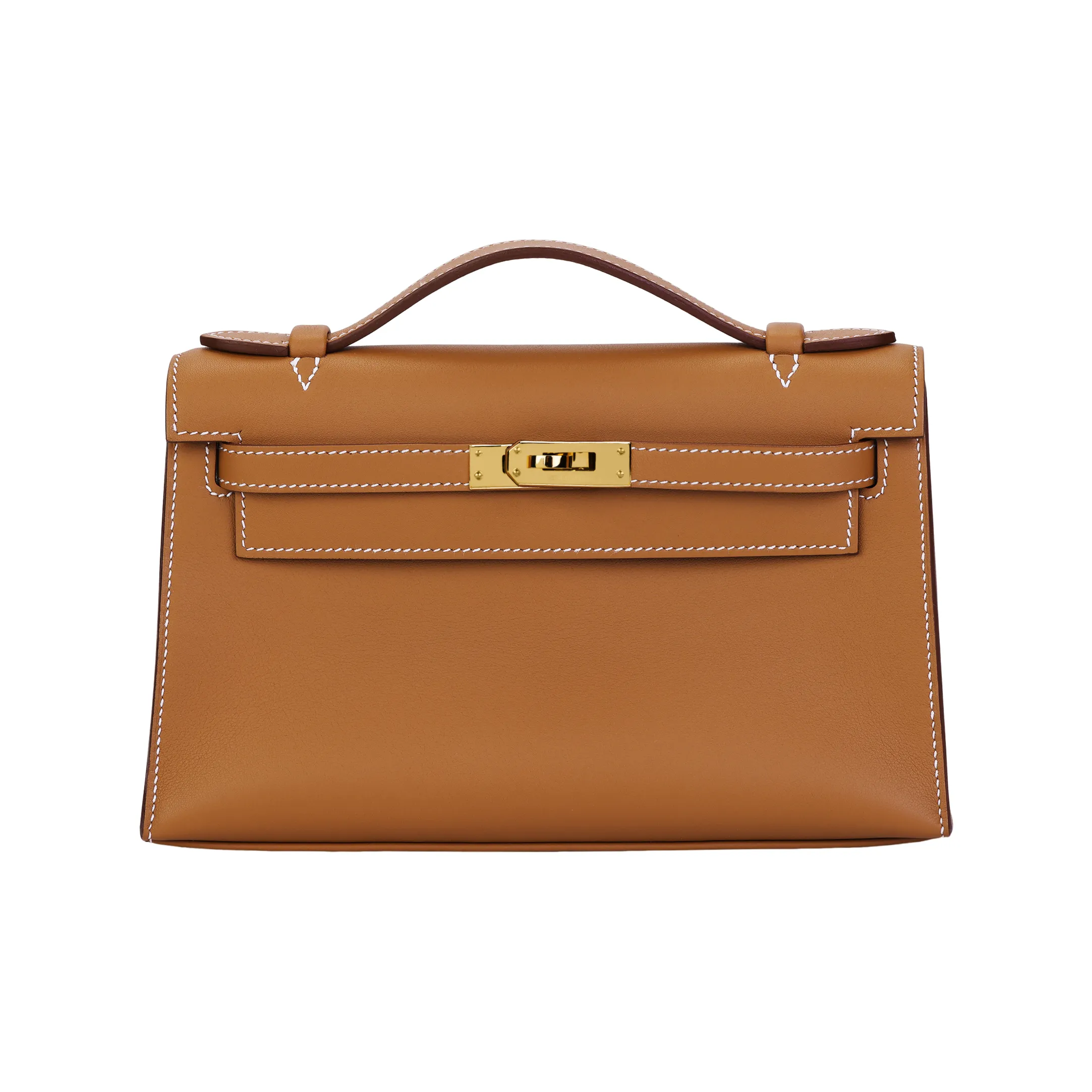 HERMES Mini Kelly Generation 1 Swift Leather Kelly Bag Handbags Women
s Gold Brown