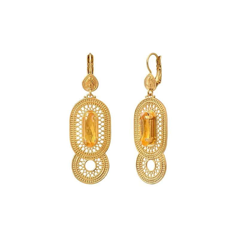 SATELLITE Золото-покрытый металл серьги женские желтые