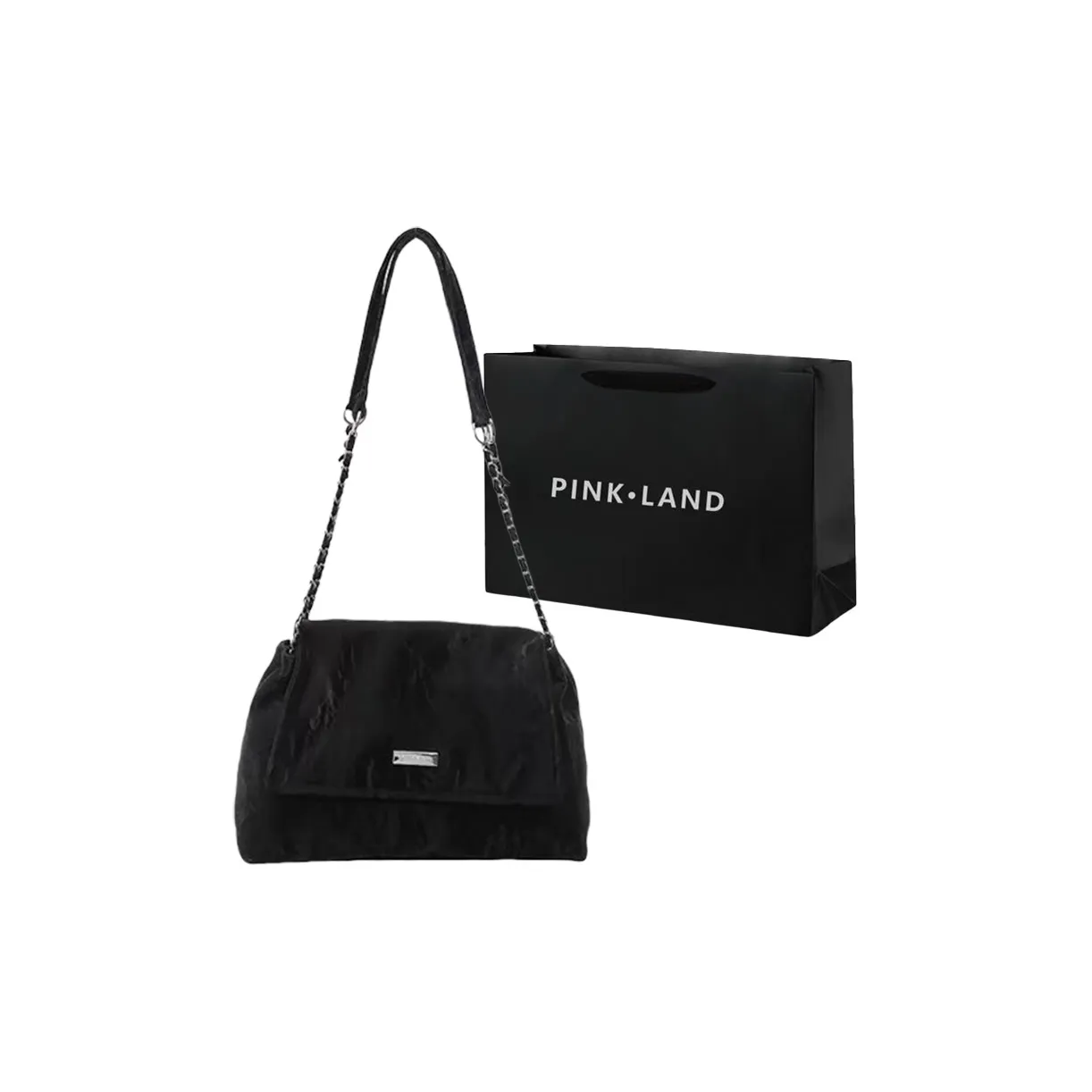 PINK·LAND ПУ (полиуретан) Сумка через плечо Женская Черный Экрю Серый Розовый Хаки