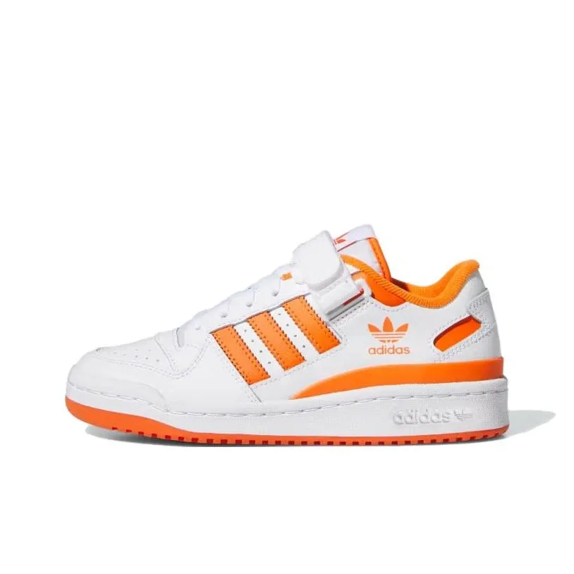 Adidas Originals FORUM Устойчивый к истиранию низкий топ для скейтбординга детский белый и оранжевый унисекс