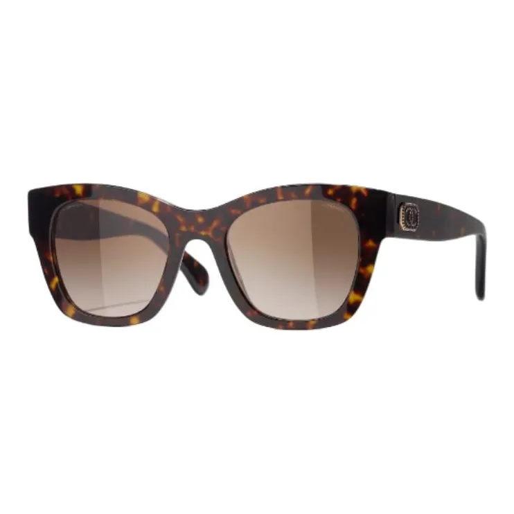 CHANEL Acetate Square Sunglasses Unisex Tortoiseshell