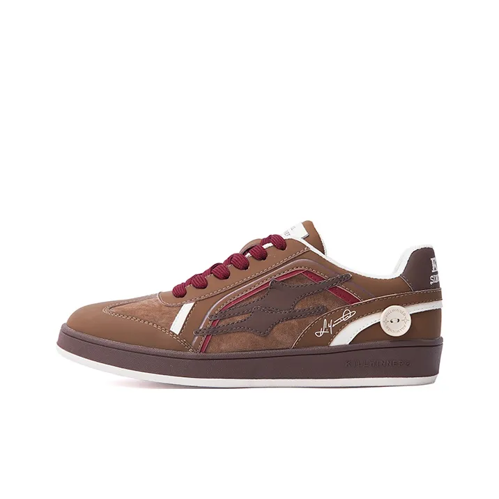 KILLWINNER Caramel Cocoa German Army Trainers Anti Slip Wear Resistant Low Top Skateboard Shoes Unisex Red Brown