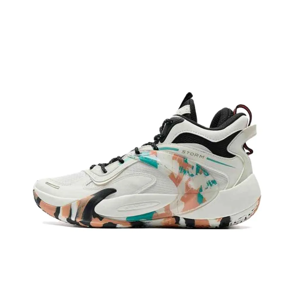 XTEP Амортизаторы Шок Резистентные к Износу MID Баскетбольные Кроссовки Мужские Белый Розовый Зеленый