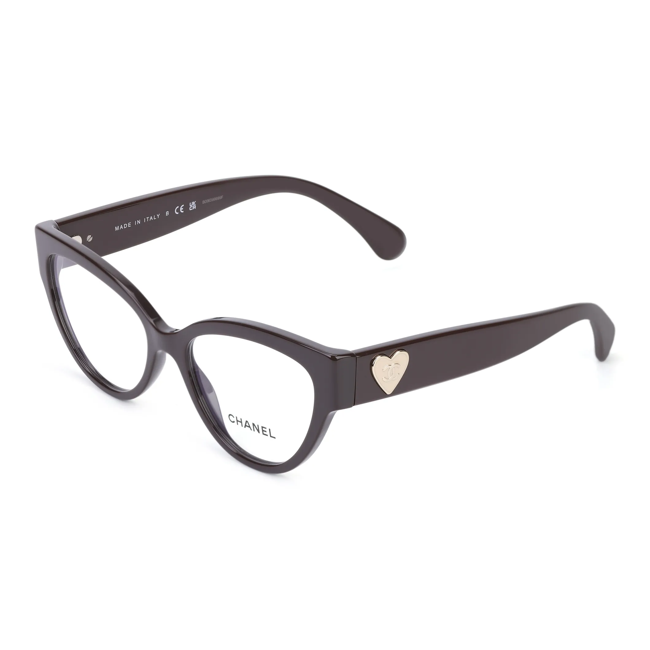CHANEL Plate Frame Irregular Shape Eyeglass Frames Men's Dark Coffee