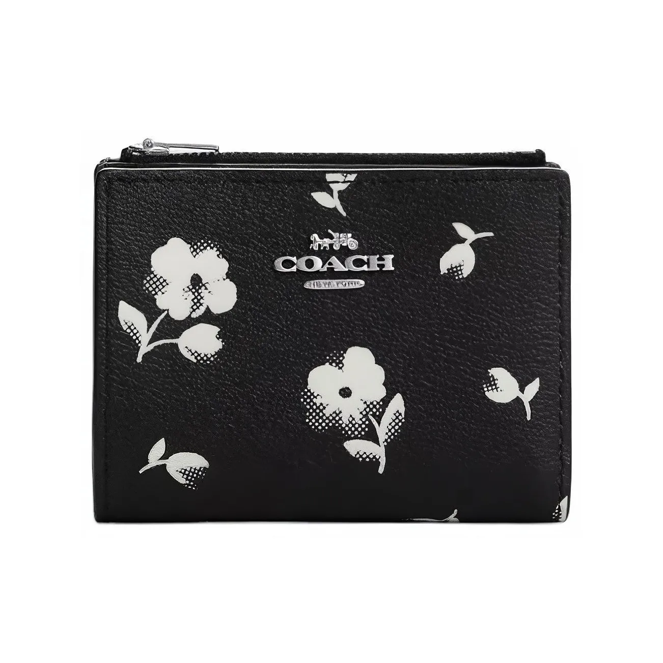 COACH Canvas With Leather Coin Purse Wallet Unisex Silver & Black