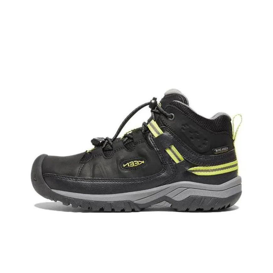 KEEN Cushioning, Wear Resistant Mid Top Kids' Outdoor Shoes Black Gray Teenagers