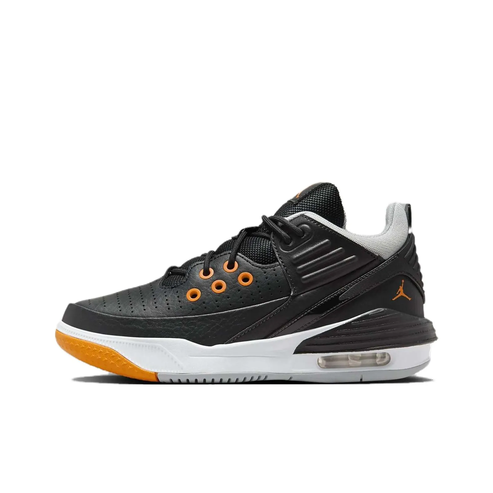 Jordan Max Aura 5 Детские баскетбольные кроссовки Низкий топ Черный Оранжевый Белый Унисекс