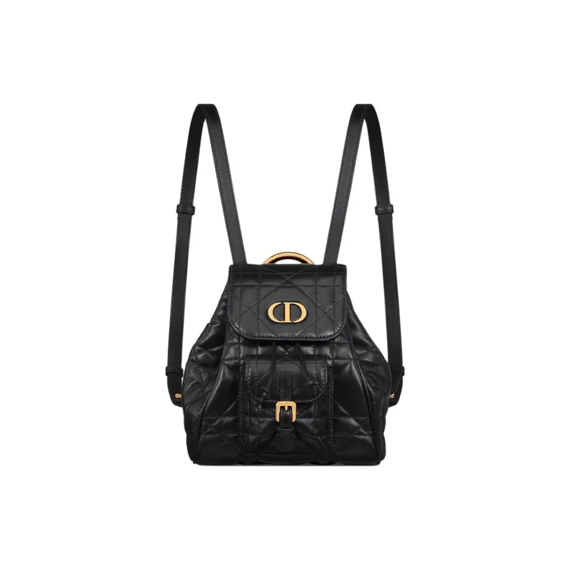 DIOR Caro Lambskin And Calfskin Small Backpack Women's Black