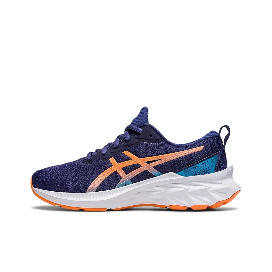 Asics Novablast 2 Rebound Дышащий Support Low Top Детская Беговая Обувь Blue