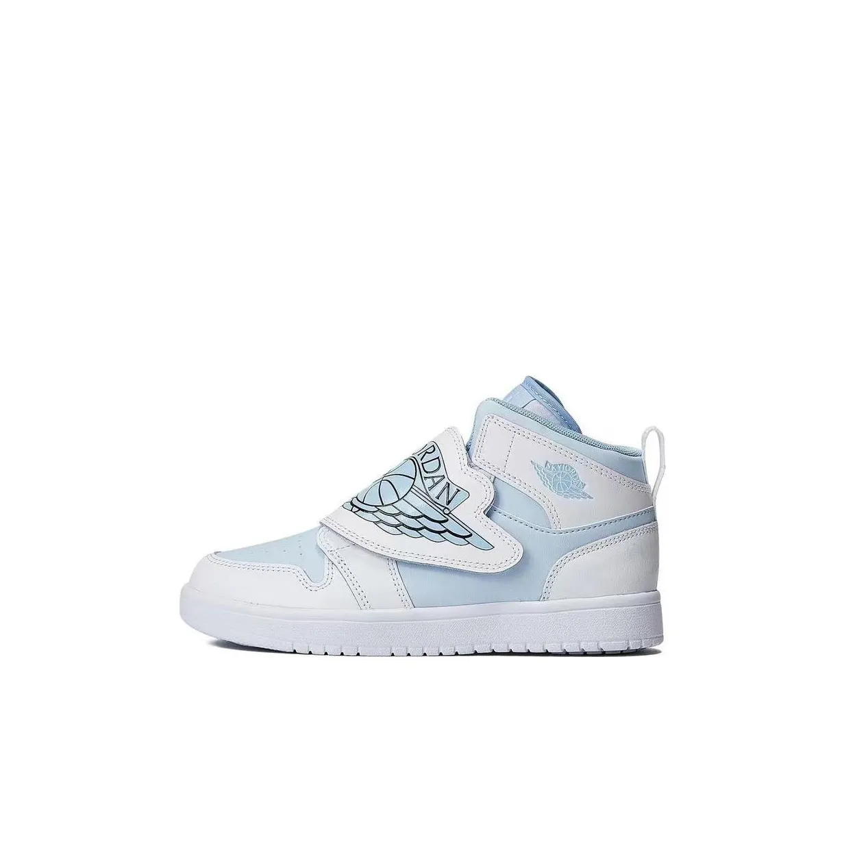 Jordan Air Jordan 1 Износостойкие Высокие Детские Баскетбольные Кроссовки Белые и Синие для Детей Возрастом 3-7 Лет