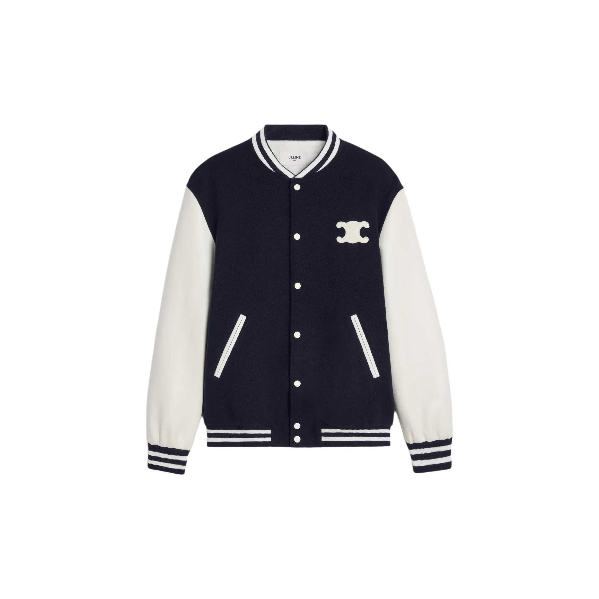 CELINE Teddy Varsity Jacket In Textured Wool
