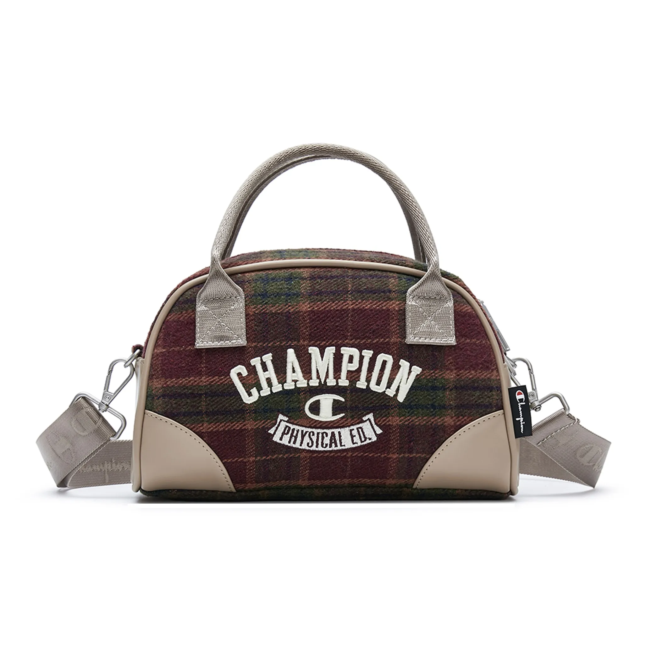 Champion Fabric, Synthetic Leather Shoulder Bag Unisex Night Brown Red/Light Bone