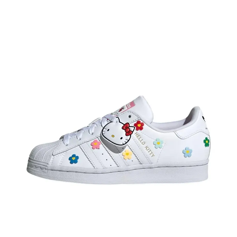 Hello Kitty x Adidas Originals SUPERSTAR Low Топ Детские Скейтбординги Белый