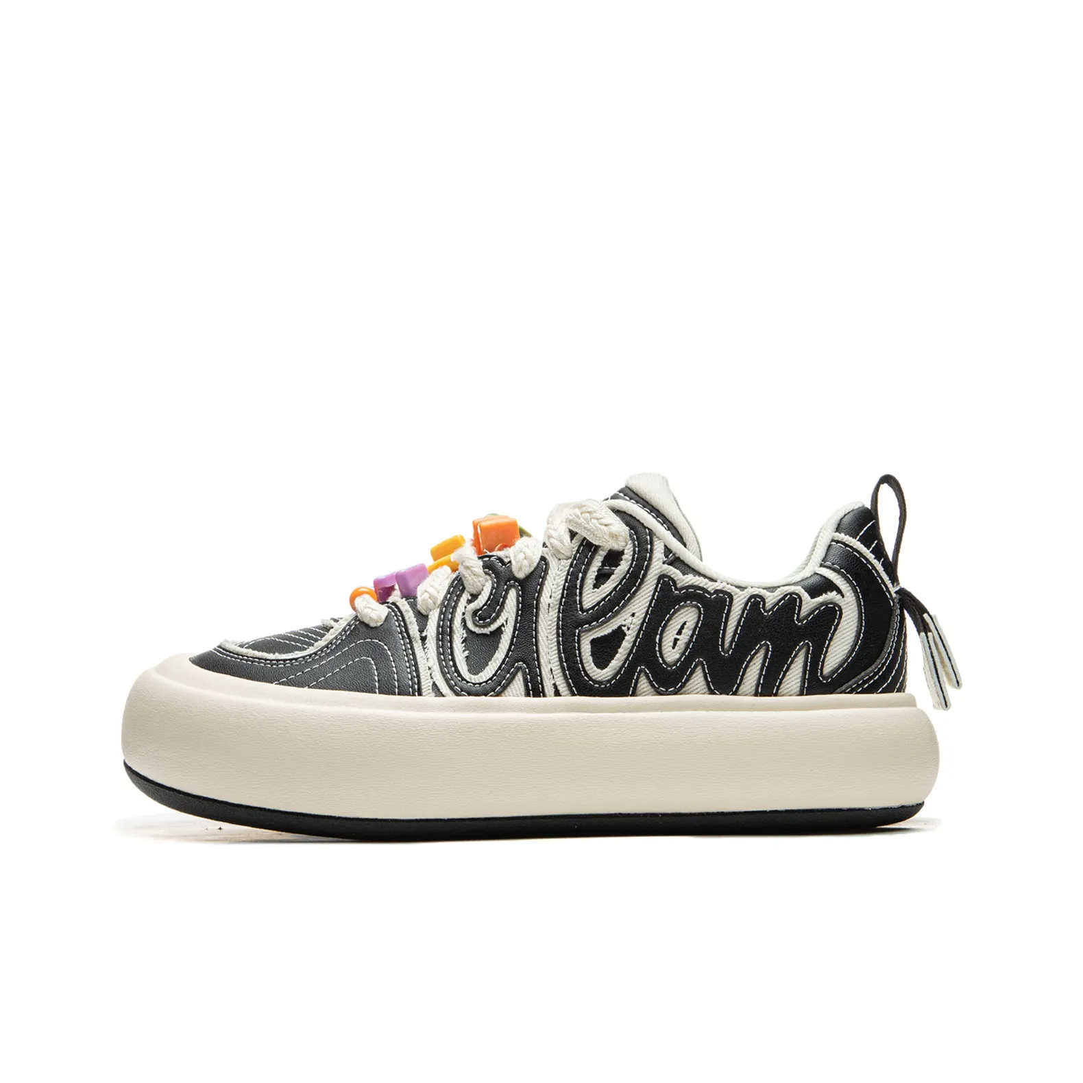 LiNing Puff Platform Wear Resistant Slip Resistant Cushioning Low Top Skateboard Shoes Women's Black Beige