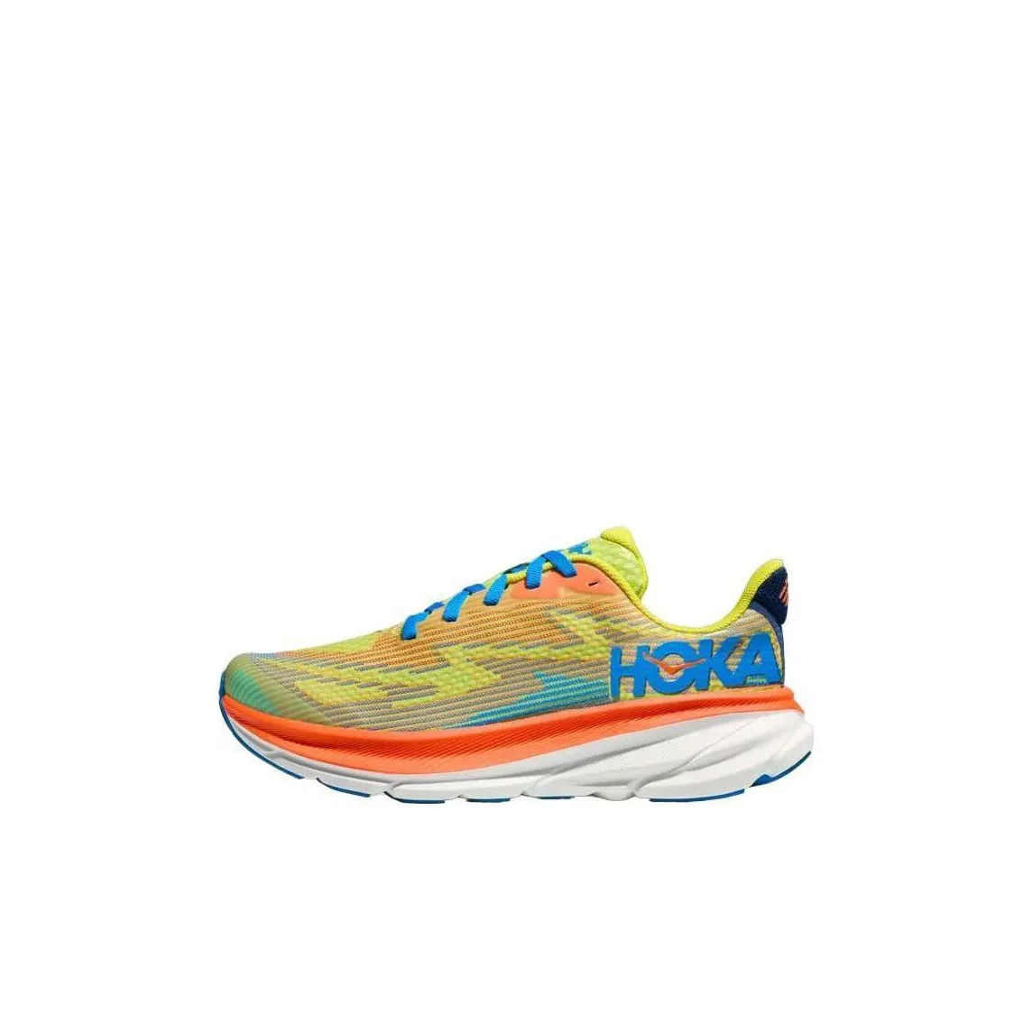 HOKA ONE ONE Clifton 9 Anti Slip Wear Resistant Low Top Kids' Running Shoes Orange Yellow Blue Kids'