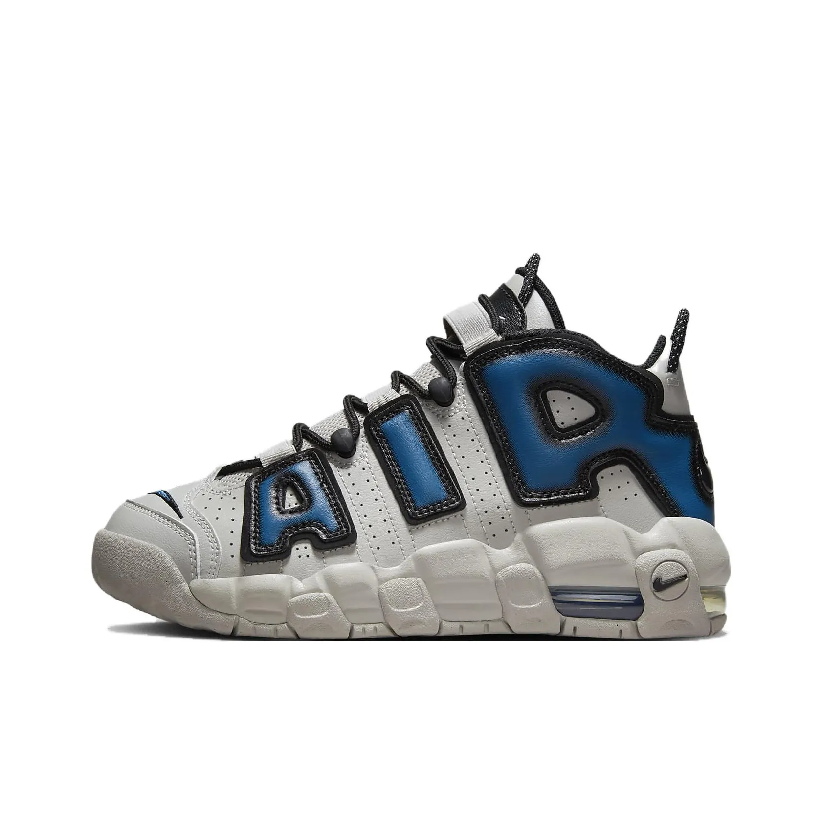 Nike Air More Uptempo Устойчивый к истиранию MID Топ Детские Баскетбольные кроссовки Серый Синий