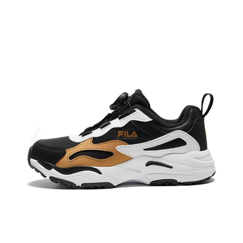 FILA KIDS Износостойкий и Легкий Низкий Топ Детская Беговая Обувь Черный Золото Подростки