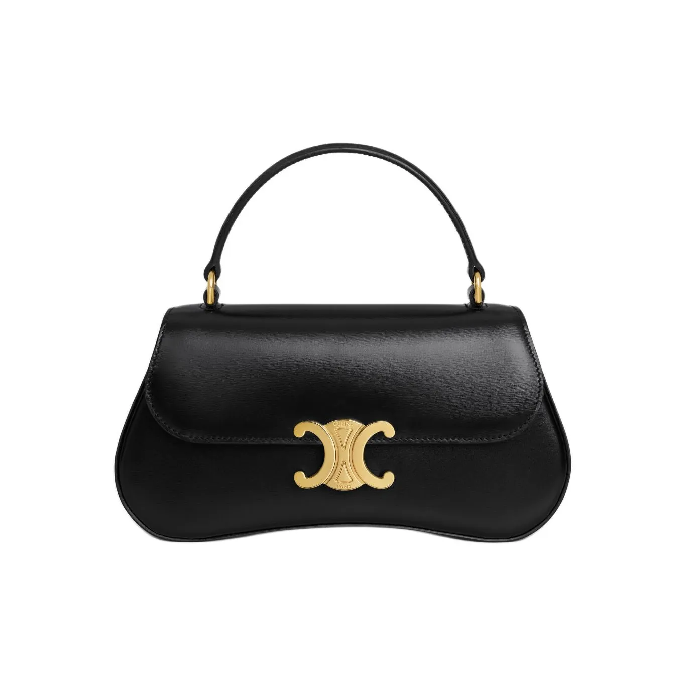 CELINE Shiny Cow Leather Shoulder Bag Crossbody Bag Handbag Women's Black