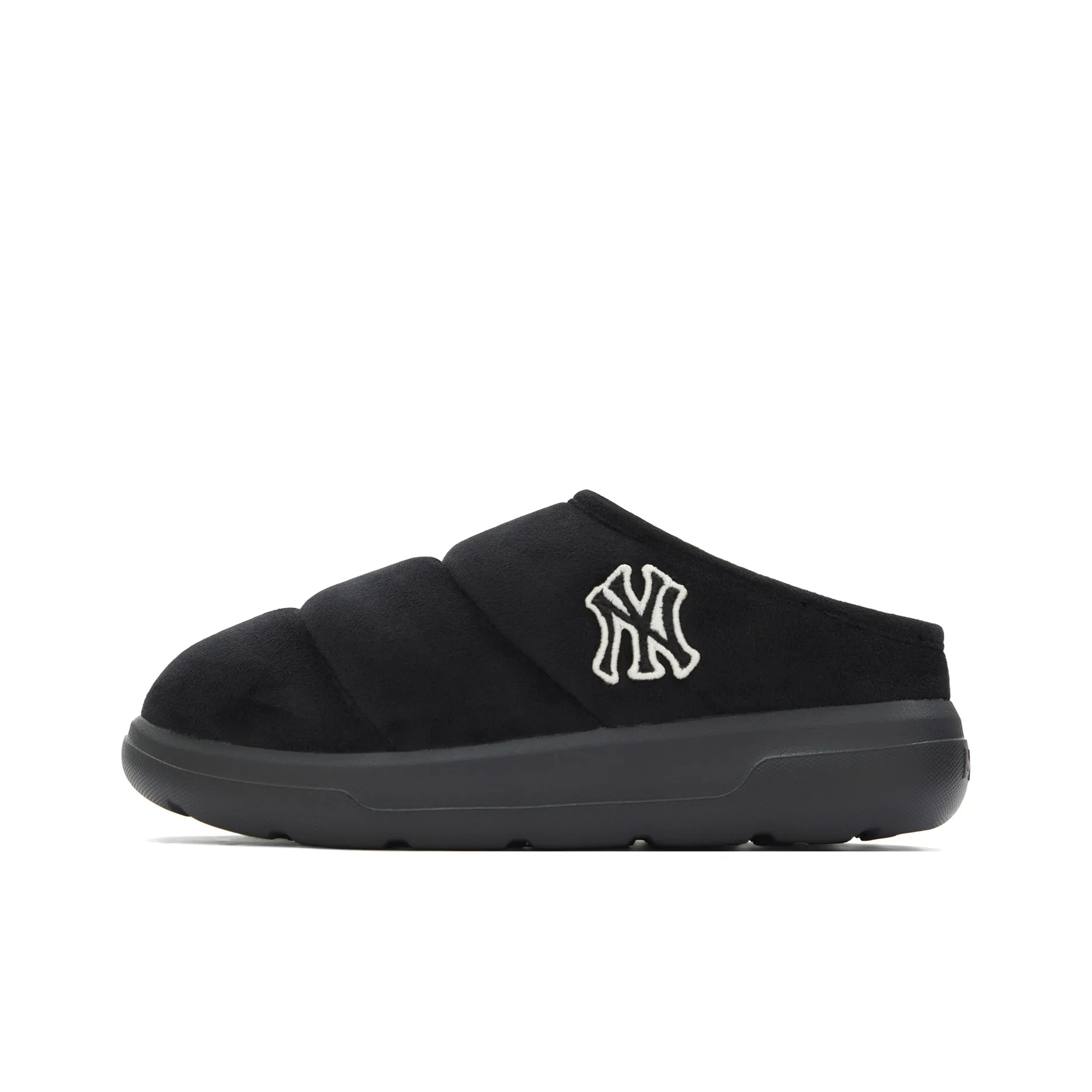 MLB New York Yankees Slip Resistant Abrasion Resistant Platform Height Increasing Fleece Lined Mules Unisex Black