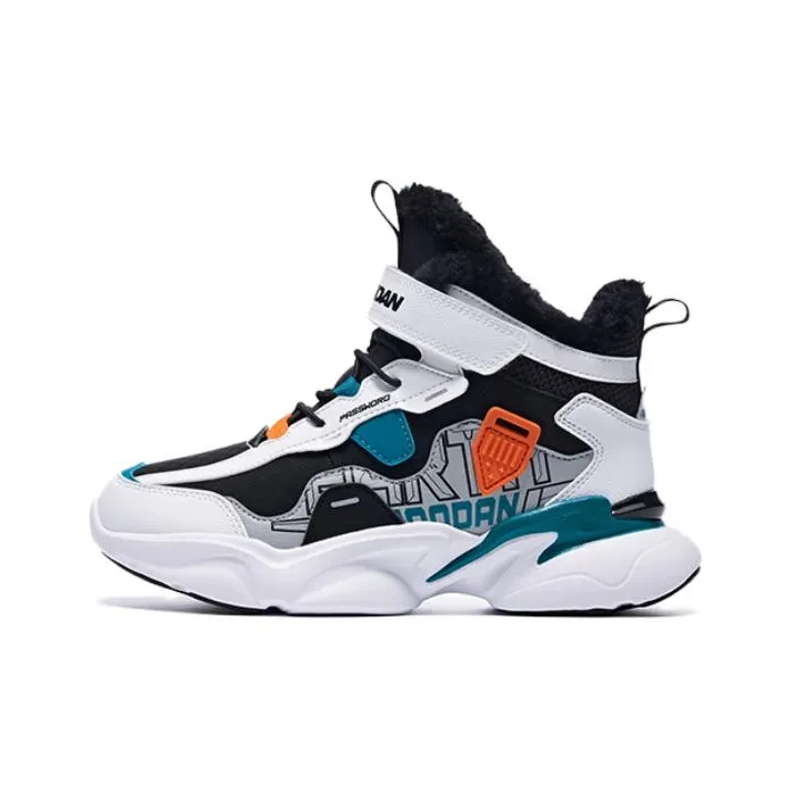 QIAODAN Износостойкие Термические Коленные Детские Ботинки Черный Белый Подростки