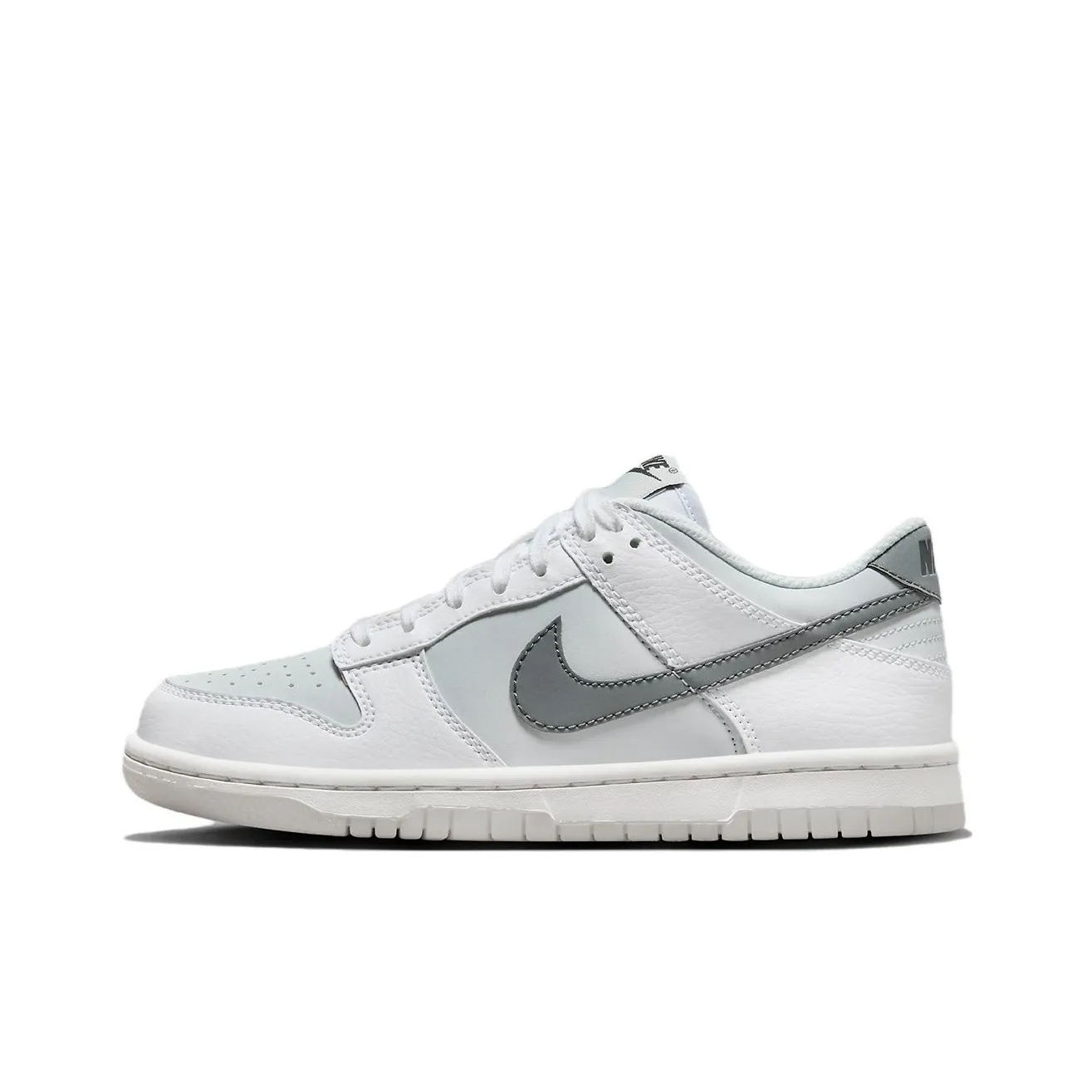 Nike Dunk Low Устойчивый к истиранию Низкий Топ Детские Скейтбординги Белый Серый