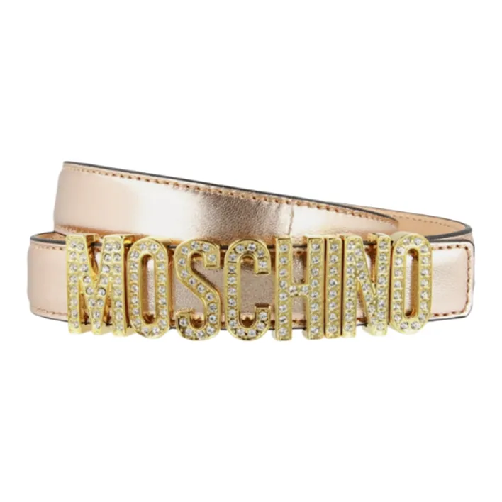 MOSCHINO Crystal Embellished Logo Lettering Belt