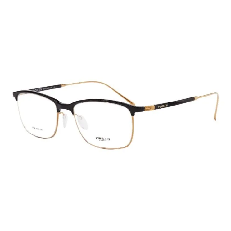 PORTS Пластина And Металл Литье под давлением Оправа для очков Мужской Черный Золотой