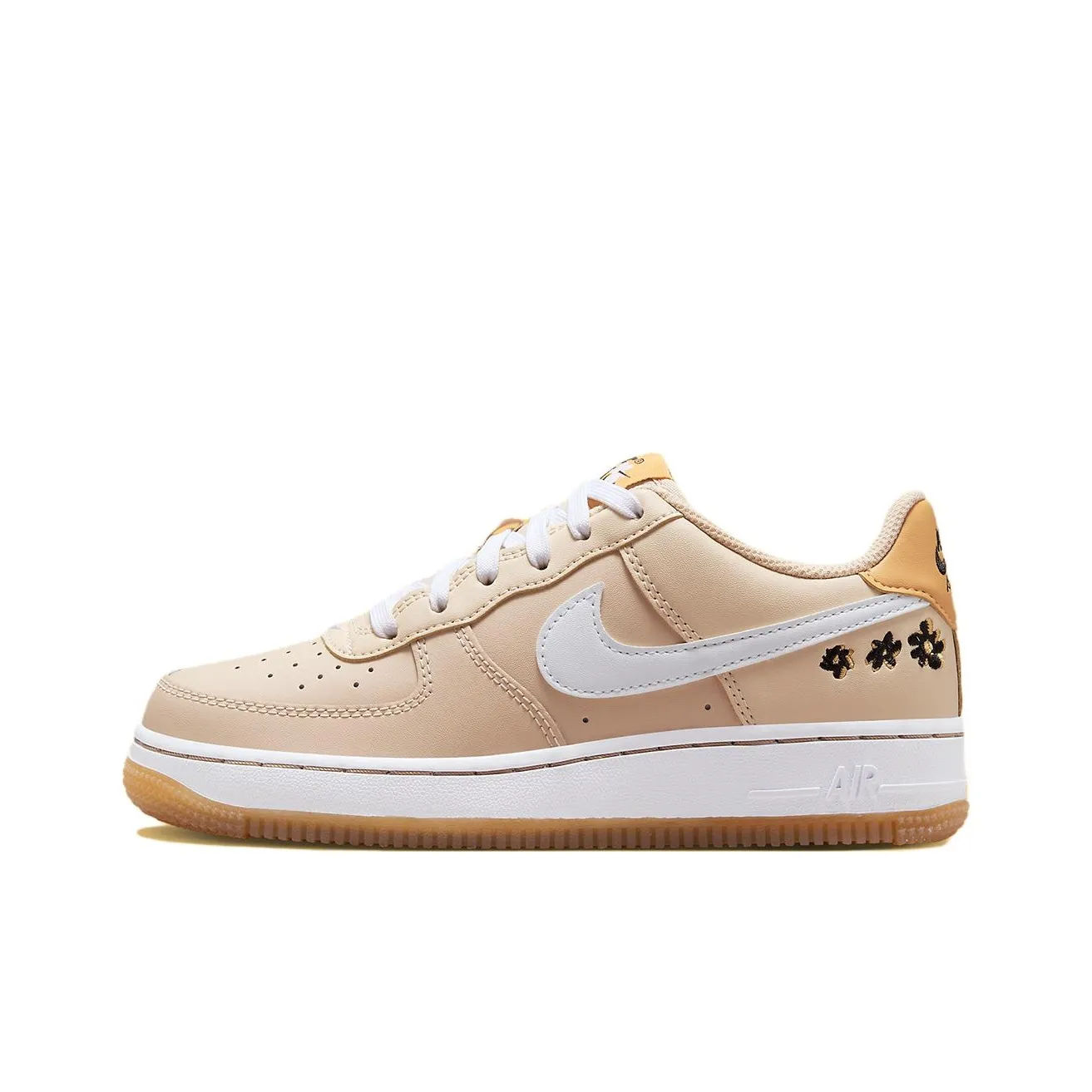 Nike Air FORCE 1 Low Устойчивый к истиранию Низкий Топ Детские Скейтбординги Желтый Белый