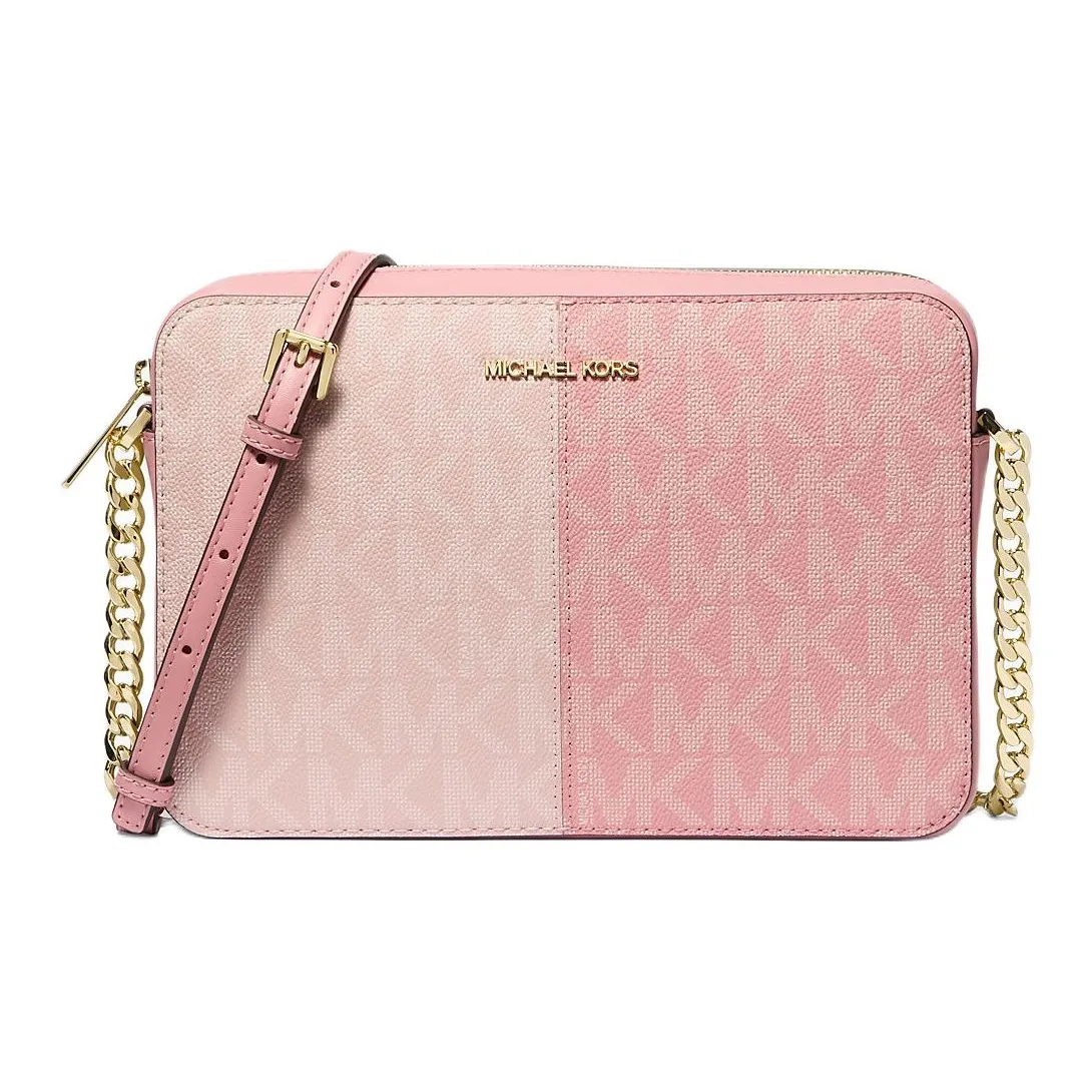 MICHAEL KORS Jet Set Coated Canvas Shoulder Bag, Crossbody Bag Large Size Women's Pink
